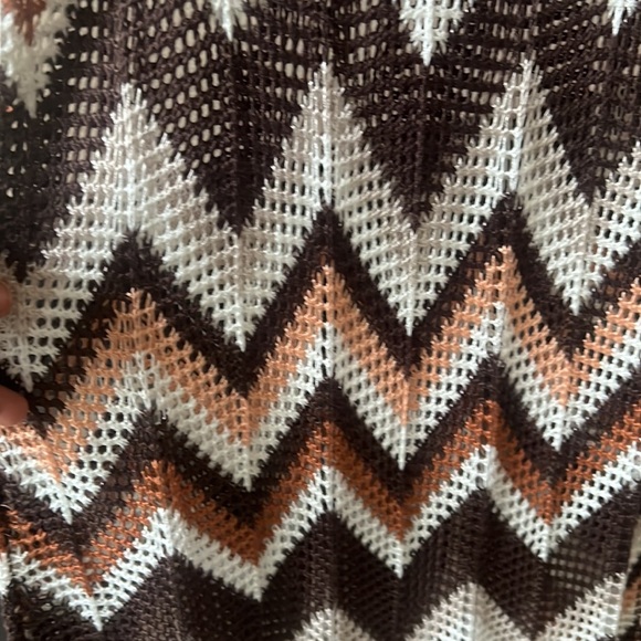 NWT Almost Famous Chevron Pointelle Fringe Boho Indie Retro Dress, L - Picture 7 of 9